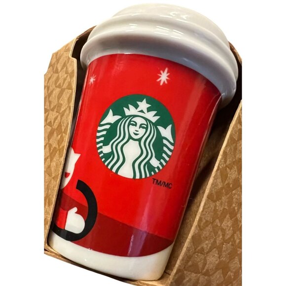 Starbucks Holiday Ceramic Ornament Set of 4 Christmas Coffee To Go Tumblers Coll - Picture 2 of 16